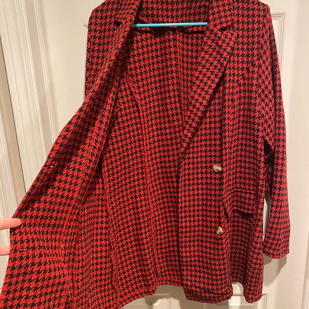 Black and red plaid women’s blazer jacket dress